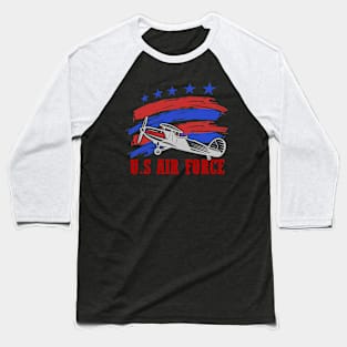 US Flag Airplane Patriotic American Pilot Baseball T-Shirt